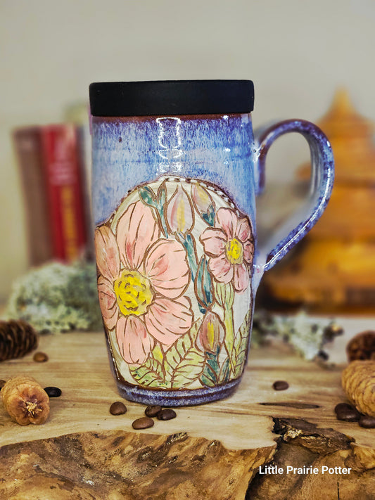 13. Wild Rose Travel Tumbler