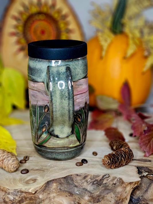 3. Bullrush Sunset Travel Mug